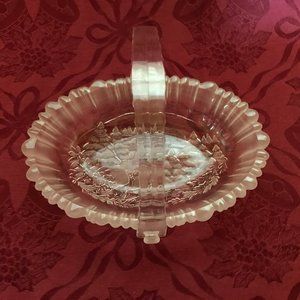 Vintage Mikasa Etched, Frosted Glass Winter Scene Basket
